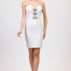 Straplez Üç fiyonklu Krep Kemik Kısa Elbise